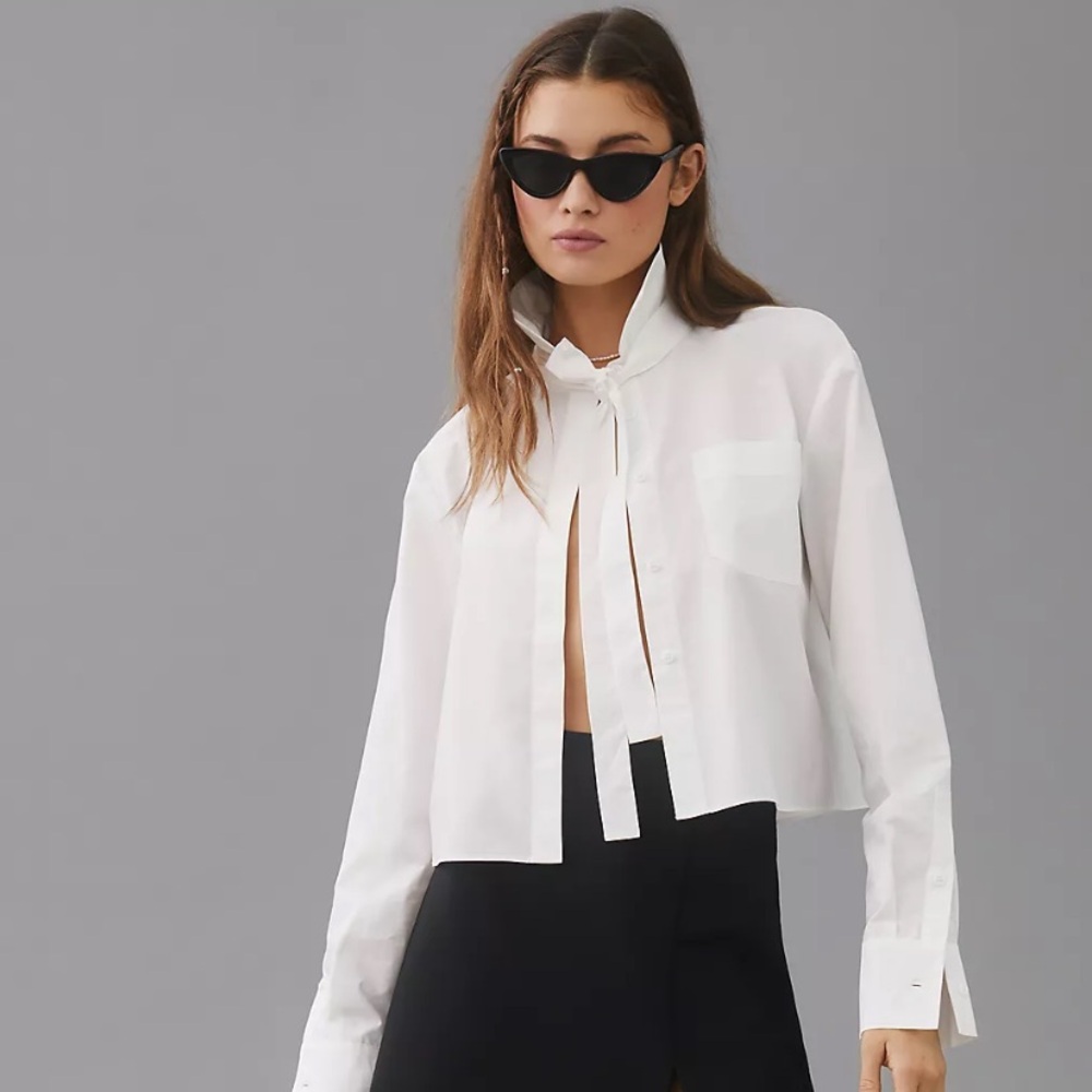 Mare Mare x Anthropologie Poplin Tie-Neck Shirt